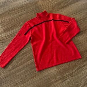 VTG 90’s Y2K men’s unisex iceberg jeans cherry red w/black stripe sweater skiing